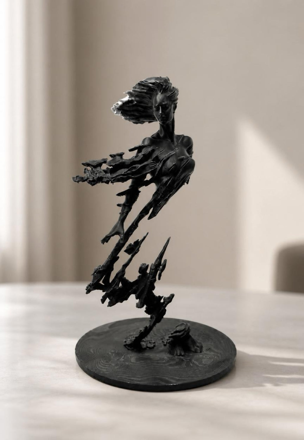 Shattered Soul | Abstract Female Sculpture - Matte Black - 21cm