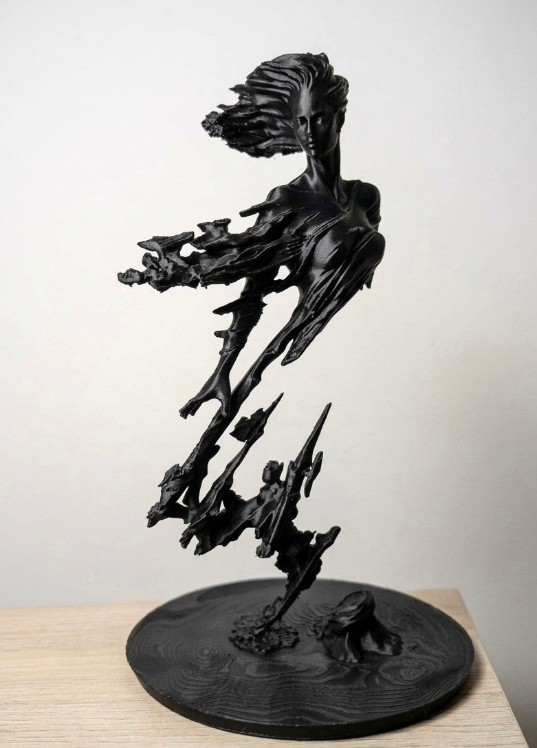Shattered Soul | Abstract Female Sculpture - Matte Black - 21cm