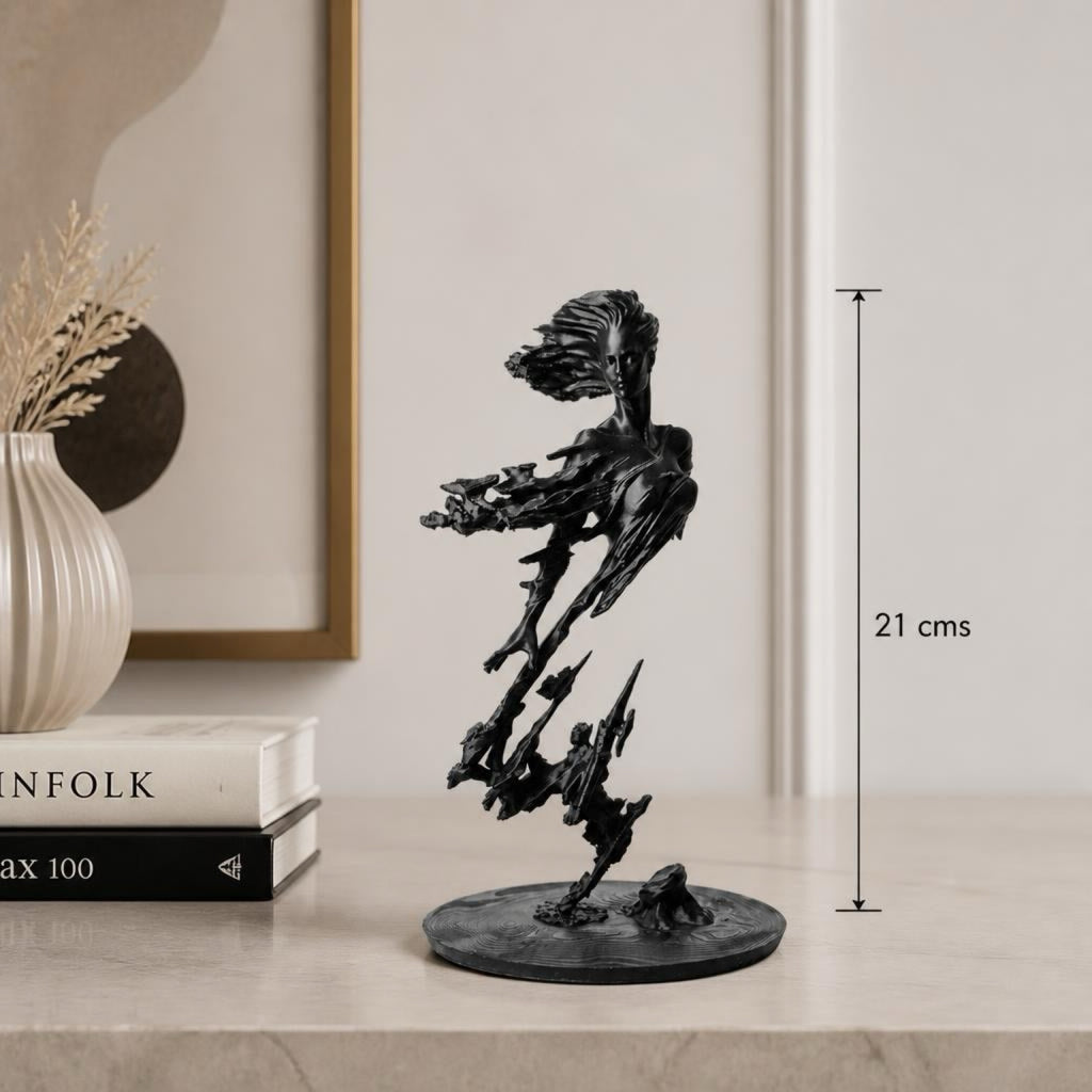 Shattered Soul | Abstract Female Sculpture - Matte Black - 21cm